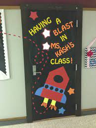 Jump on board your spaceship and explore a universe filled with rockets, robots, spaceships, planets, galaxies, aliens, moon and stars. Pin By Original Works Yours Inc On School Fun Space Classroom Space Theme Classroom Door Decorations Classroom