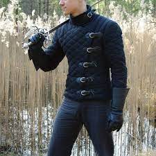 New Men Fashion Plus Size Casual Knight Armor Vintage Stylish Quilted Jacket High Collar Padded Jacket Lon Quilted Jacket Futuristic Clothing Men Leather Armor