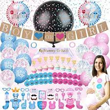 Amazon Com Decoracion Para Fiesta De Revelacion De Sexo De Bebe Pancarta De Nino O Nina Globo De Revelacion De Sexo Negro Decoraciones Para Tartas Globos De Confeti Pegatinas De Juegos De Equipo