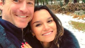 Samantha Barks engaged as Alex Stoll proposes with a stunning diamond ring  in the snow