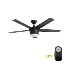 Home Decorators Collection Merwry 52 In Integrated Led Indoor Matte Black Ceiling Fan With Light Kit And Remote Control Sw1422mbk The Home Depot