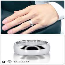 Men S Classic Wide White Gold Half Round Wedding Ring 6mm W0126 Wedding Rings Round Wedding Rings Shop Engagement Rings