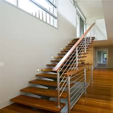 Hot Item Hot Sell Steel Rod Railing Design Wood Tread Straight Staircase Stairs Design Railing Design Modern Staircase