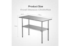 Your working kitchen table stock images are ready. Advwin Stainless Steel Kitchen Benches Work Bench Food Prep Table Double Layer Work Table For Restaurant Home And Hotel 120 60 90cm Matt Blatt