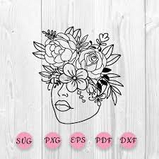Download Flowers Svg Floral Woman Svg Woman With Flower Head Svg Etsy