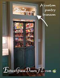 A new pantry door is a beautiful way to add flair to your kitchen. Transom Window Above Double Pantry Doors With Custom Lettering What Is Storehouse Well It S Int Glass Pantry Door Custom Pantry Frosted Glass Pantry Door