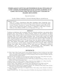Kaedah dan teknik pengajaran dan pembelajaran pendidikan islam. Pdf Pembelajaran Aktif Dalam Pendidikan Islam Pengamalan Guru Cemerlang Pendidikan Islam