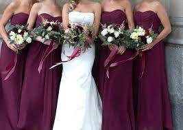 Pictures Of Bridesmaids In David Amp 039 S Bridal Wine Or Apple Color Dresses Weddingbe Wine Bridesmaid Dresses Bridal Wine Davids Bridal Bridesmaid Dresses