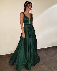 Dark Green V Neck Floor Length Prom Dress Green Formal Dress Dark Green Evening Dresses Emerald Green Prom Dress Backless Evening Dress Green Prom Dress
