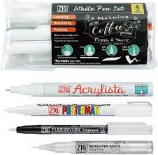 1.4) uni (mitsubishi pencil) · 2) other japanese pen brands. Buy Kuretake Zig White 4 Pens Set Ap Certified Made In Japan Best Set For Lettering Calligraphy Illustration Art Writing Sketching Outlining Drawing Cartooning Signature Online In Italy B08mw223wb