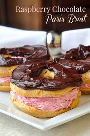 Raspberry Chocolate Paris Brest A K A Cream Puff Wheels Recipe Cream Puffs Chocolate Raspberry French Baking