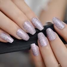 Purple Pink Glitter Coffin False Nails Pre Designs Medium Long Ballerina Fake Nail Flat Manicure Artificial Nails Tips 24pcs Set False Nails Aliexpress