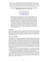 Thomson reuters (science citation index; Digital Reference Services In Selected Public Academic Libraries In Malaysia A Case Study