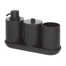 Limited time sale easy return. Idesign Cade 4 Piece Bathroom Accessory Set Matte Black Walmart Com Walmart Com