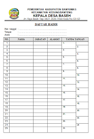 2) seksi penyaringan dan penelitian. Contoh Daftar Hadir