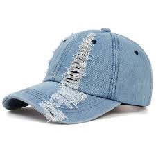 Fashion Worn Denim Cap Summer Outdoor Leisure Visor Hat Trend Hole Baseball Caps Denim Cap Denim Baseball Cap Hats For Men
