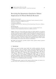 Pdf Revisiting The Quantitative Qualitative Debate Implications For Mixed Methods Research