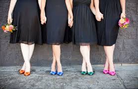 Bright Shoes For Bridesmaids Black Dresses With Accents That Are All The Colors Of The Rainbow Black Bridesmaid Dresses Smog Shoppe Wedding Bridesmaid