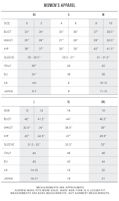 1 Women U S Size Chart Armani Exchange Jacket Size Chart