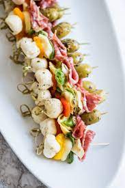 A single layer on cookie sheets. Antipasto Skewers The Sweetest Occasion