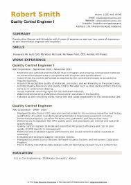 quality control engineer resume samples