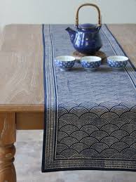 Rustic Navy Blue Table Runner Asian Insipired Table Runner Oriental Table Runner Cotton Table Run Asian Table Runners Navy Blue Table Runner Blue Table Runner