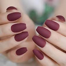 Giumshop 5 out of 5. Amazon Com Eda Luxury Beauty Dark Red Burgundy Matte Luxe Design Full Cover Press On Nails Acrylic Nail Kit Artificial Nail Tips False Nails Extra Long Ballerina Coffin Square Nail Art Fashion