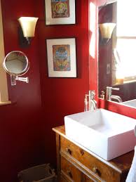 This Red Bathroom Says Whoa Baby Bathroom Red Brown Bathroom Decor Kid Bathroom Decor
