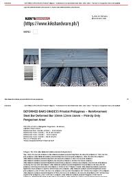 I am looking for a supplier supplier of ppgi coil and gi coil. Deformed Bars Grade33 Pricelist Philippines Reinforcement Steel Bar Deformed Bar 10mm 12mm 16mm Pick Up Only Pangasinan Area Kikshardware Metals Building Materials