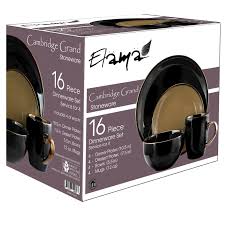 Examples of dinner plate in a sentence, how to use it. Elama Cambridge Grand 16 Piece Dinnerware Set In Luxurious Black Taupe Walmart Com Walmart Com