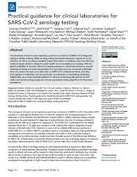 Foo boon fong & co. Guidance For Clinical Laboratory Sars Cov 2 Serology Testing Ccdr 47 4 Canada Ca
