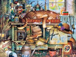 Click the picture below to see the puzzle pieces blown up to life size. Buffalo Games Charles Wysocki Cats Remington The Horticulturist Jigsaw Puzzle 750 Piece Amazon Co Uk Toys Games