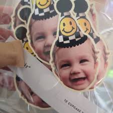 One Cool Dude Birthday, Happy Dude Face Cupcake Toppers, First Birthday,  21st,30th,50th, Bachelorette, Dog Decorations, Personalized Photo