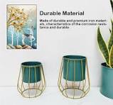 Pot de Fleurs Style Nordique pour Plantes Succulentes Pot de Fleurs  Géométrique Support Décoratif en Métal pour Bureau à Domicile Lanterne Noire