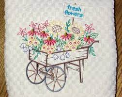 Machine Embroidered Fall Bobbin For Apples Bicycle White Orcream Waffle Weave Hand Towel Fall Kitchen Decor Autumn Bathroom Decor Paper Embroidery Machine Embroidery Vintage Embroidery
