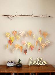Watercolor Paper Leaf Branch Mobile Happiness Is Homemade Thanksgiving Decorations Diy Autumn Leaves Craft Fall Crafts