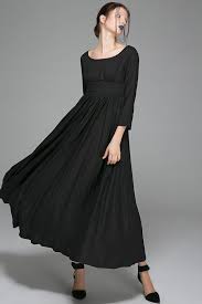 Vintage Style Black Linen Empire Waist Maxi Dress Spring Etsy In 2020 Womens Black Dress Linen Dress Women Long Linen Dress