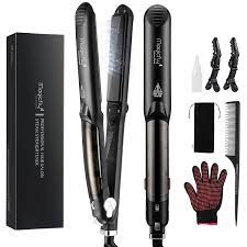 Hair dryer professional online shopping keratin ionic infrared hair straightener hair straightening iron salon flat iron. Steam Flat Iron Hair Straightener Magicfly Professional Salon Ceramic Tourmaline Hair Straightener Vapor Heat Up Fast Walmart Com Walmart Com