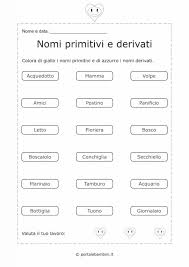 Con nomi di genere e numero diversi → concordanza al plurale maschile: Nomi Primitivi E Derivati Con Schede Didattiche Portalebambini It