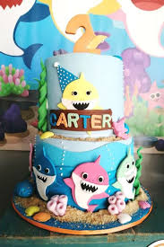 Baby Shark Birthday Party Ideas Photo 21 Of 28 Shark Birthday Party Shark Birthday Cakes Birthday Party