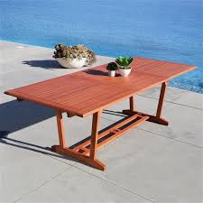 With a crisp, simple design and a compact footprint, you will always have plenty of space to sit, relax, eat and talk to all of your guests comfortably outdoor/indoor. Vifah Malibu Outdoor Wood Wood Extendable Table Dining Set 7 Pcs V232set45 Rona