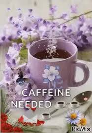 Coffee mug with yellow tulip flowers and notes good morning on blue rustic table from above. Good Morning Coffee Gif Goodmorning Coffee Flowers Discover Share Gifs