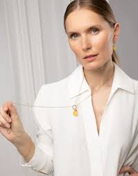 Gold-plated amber jewelry set with yellow amber