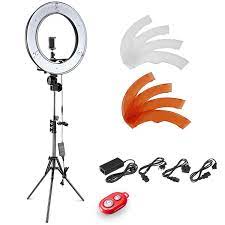 Amazon Com Neewer 14 36cm Outer Led Ring Light Kit With Light Stand Soft Tube 2 Color Filter Hot Shoe Adapter Blueto Led Ring Light Selfie Light Led Ring