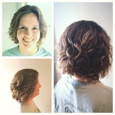 Spiral Perm On Bob Length Hair Peach And Orange Rods Short Permed Hair Mommy Hairstyles Short Hairstyles Fine