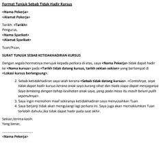 Surat Tidak Hadir Kerja