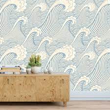 Japanese Wave Wallpaper Peel Stick Waves Wallpaper Classic Wallpaper Bathroom Wallpaper Retro