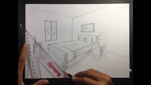 How To Draw A Simple Bedroom In Two Point Perspective Bedroom Drawing Interior Design Sketches Simple Bedroom