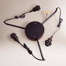 Black 3 Arm Electrical Ceiling Hardwire Kit Pendant Light Kit Diy Pendant Light Burlap Lampshade