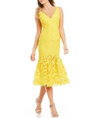 Antonio Melani Namara Lace Midi Dress Dillards Chique Amarelo